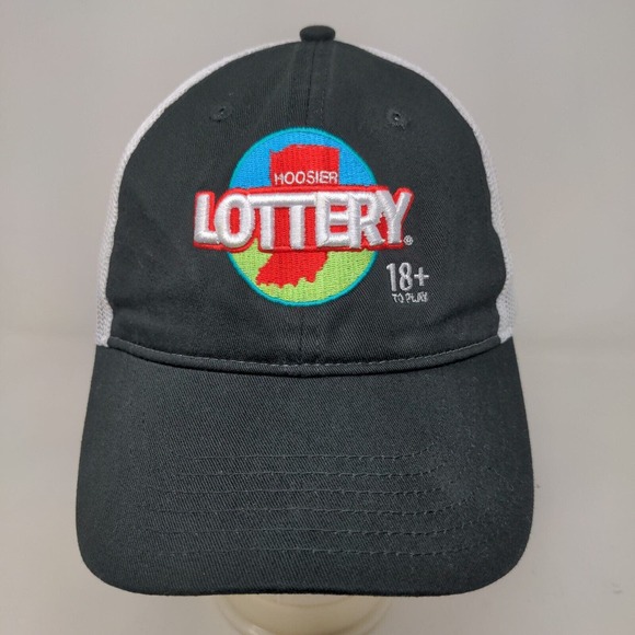 Cap America Men's Strapback Mesh Back Hat Black White Indiana Hoosier Lottery - Picture 2 of 7